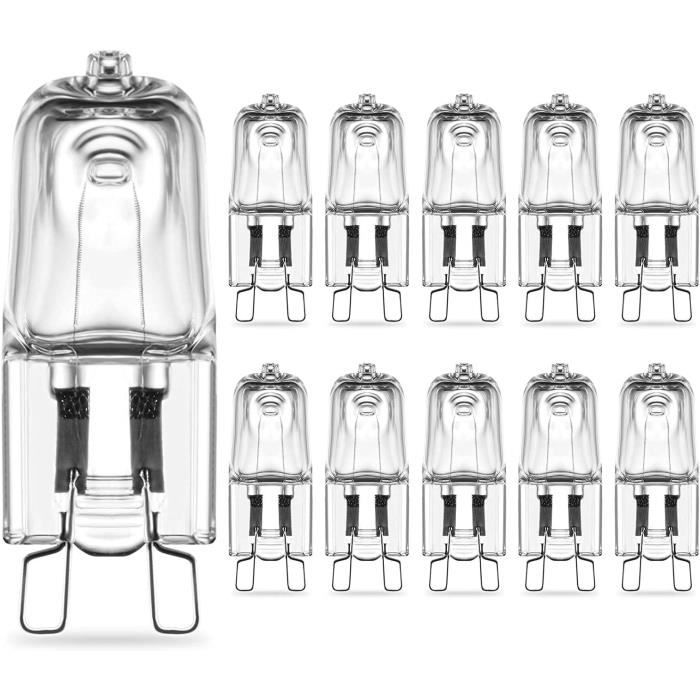 Lot De 10 Ampoules Halogènes G9 33W 230V - Blanc Chaud 2800K, Dimmable, Pour Four, Micro-ondes, Lustres