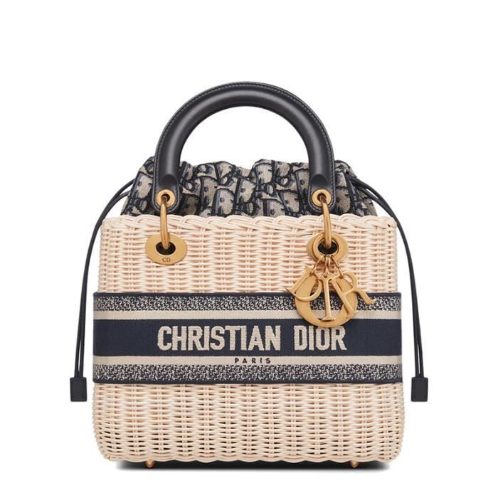 DIOR DIOR 22 new LADY collection femme taille moyenne en osier interieur bleu toile ancienne une epaule Cdiscount Bagagerie Maroquinerie
