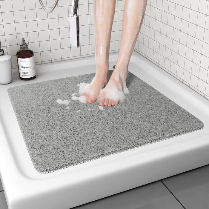 Tapis De Douche Antidérapant 120x80 Cm - Surface Luffa Massage, Fond Drainant - PVC Doux, Anti-moisissure - Séchage Rapide
