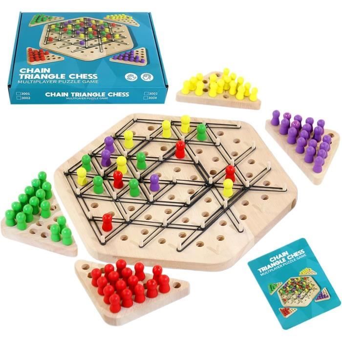 Jeu d'Échecs Triangle en Chaîne - Jeu Éducatif avec Bandes Élastiques - Jeu Interactif et Ludique pour Toute la Famille - Cadeau de Fête