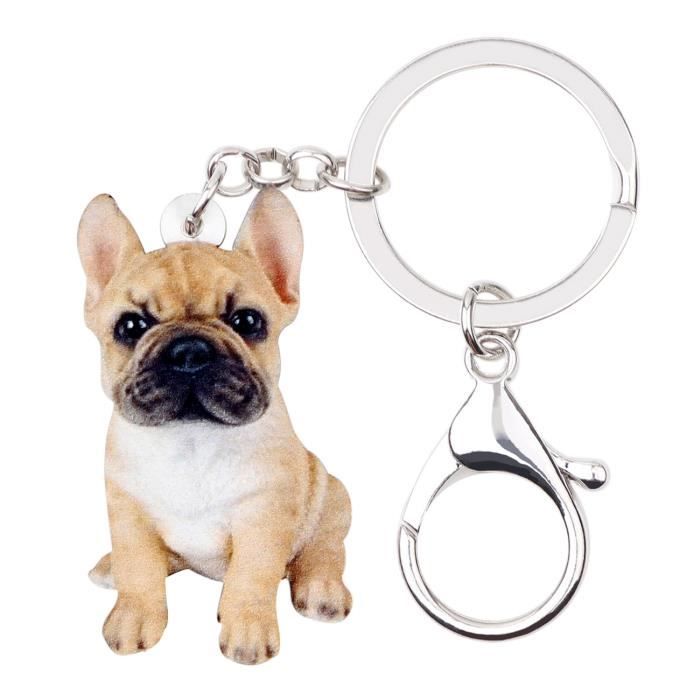 Porte clés Bouledogue Argenté
