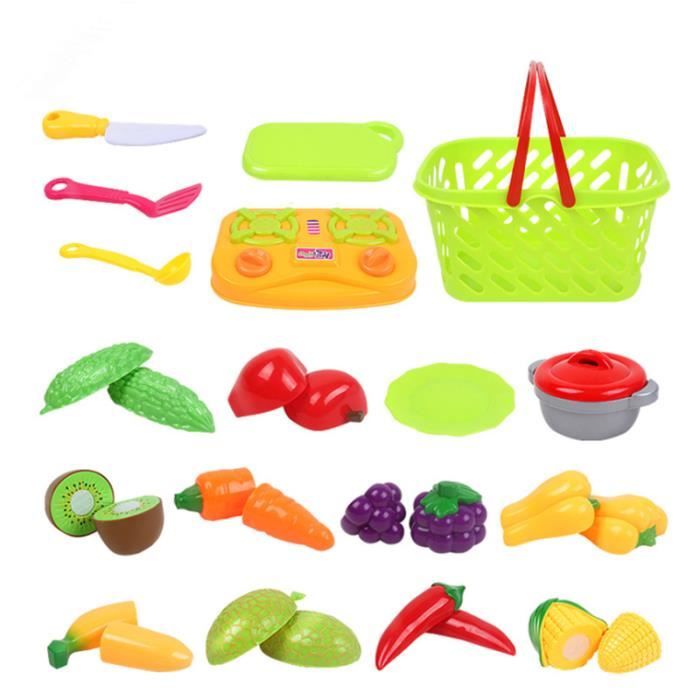 Shuda 1 Set Jouet de Cuisine Legumes et Fruits Jouet Fruits à Découper en Plastique Jeu Dimitation Dinettes Enfant Happy House Toy pour Enfants 12 Pièces 