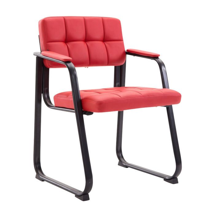 Chaise visiteur fauteuil de bureau sans roulette synthetique rouge BUR10229