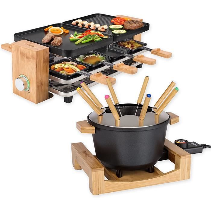 TJSSet Fondue et Raclette 8 personnes Habillage Bambou[681