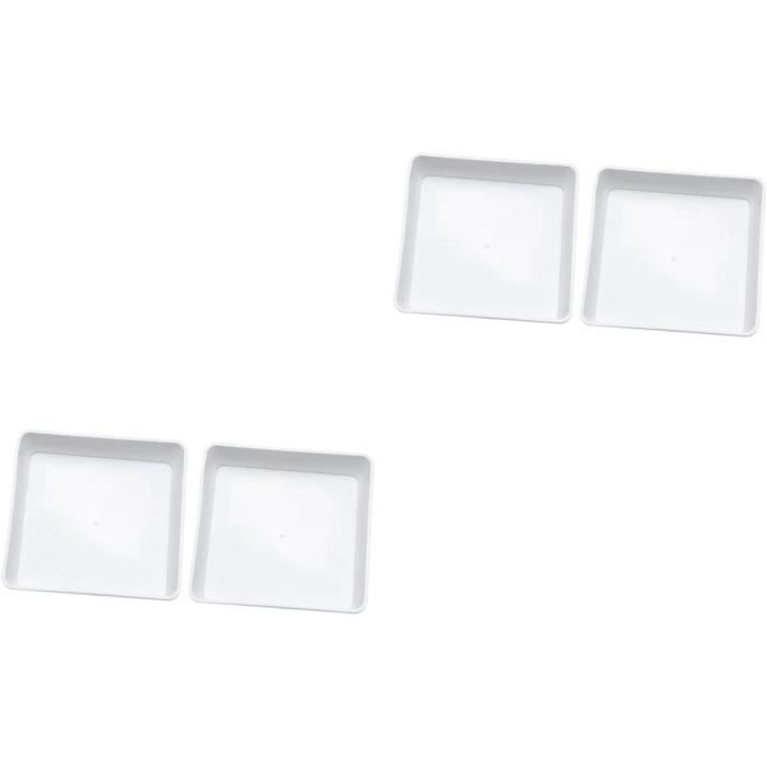 2 Soucoupes Carrées Pour Plantes 35x35 Cm - Plastique Blanc - Bac De Récupération D'eau Pour Balcon, Intérieur, Bonsaï