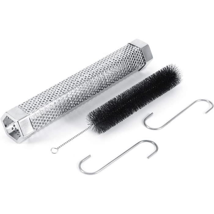 Générateur De Fumée Froide En Acier Inoxydable - Pour Fumoir, Barbecue, Grill - Avec 4 Crochets Et 2 Brosses