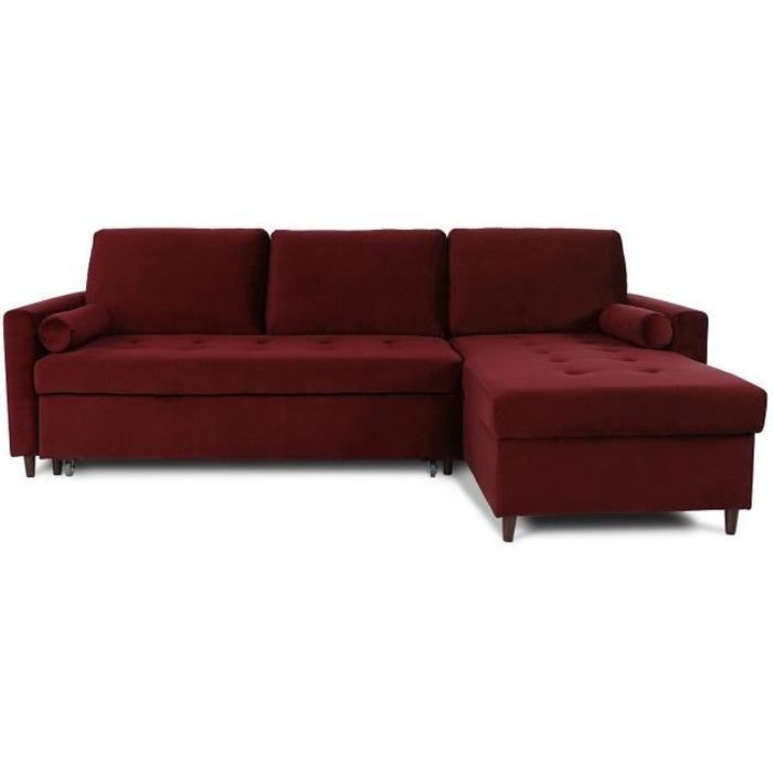 Canapé dangle convertible réversible Claudio en velours rouge Canapé dangle convertible réversible Claudio en velours rouge