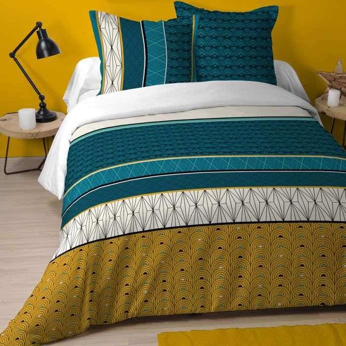 Parure de lit Housse de Couette 100/% Coton 57 Fils Bangui 220 x 240 cm