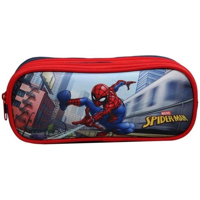 Trousse avec 2 poches/fermetures éclair Spiderman. 