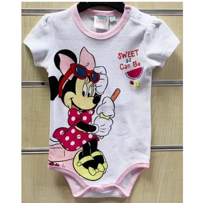 Bonnet moufles bébé Fille Rose de 0 à 6mois Body Minnie Coffret Pyjama 