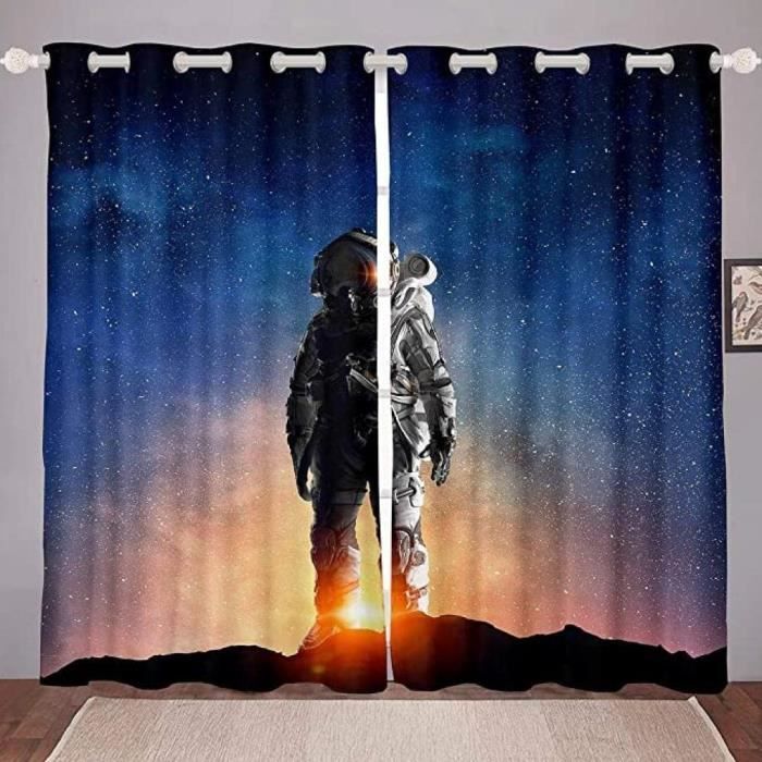 Lot De 2 Rideaux Années 50 En Tissu écorce Motif Cosmique Atomique Vintage