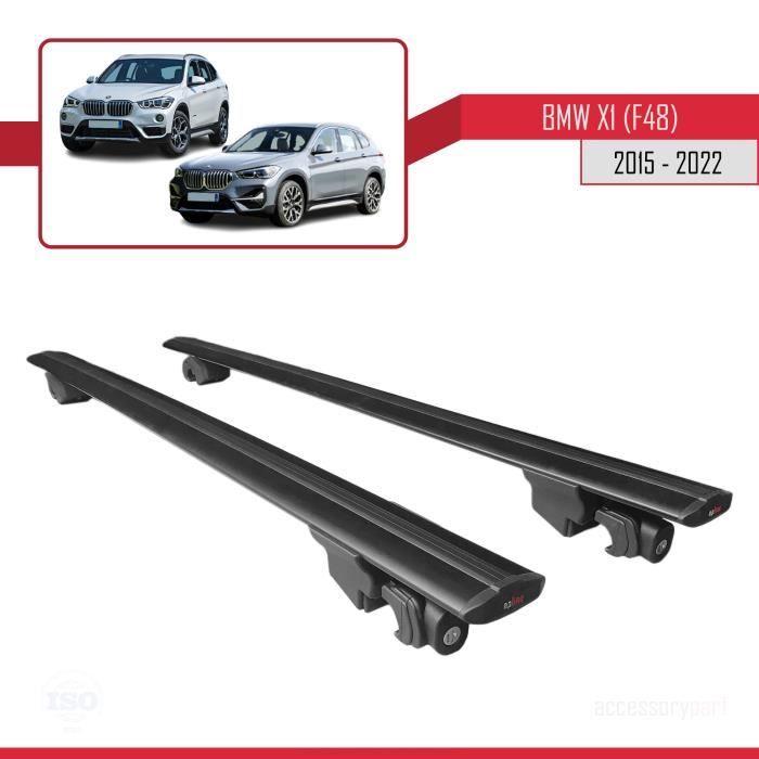 Compatible avec BMW X1 (F48) 2015-2022 HOOK Barres de Toit Railing Porte-Bagages de voiture Avec verrouillable Alu NOIR