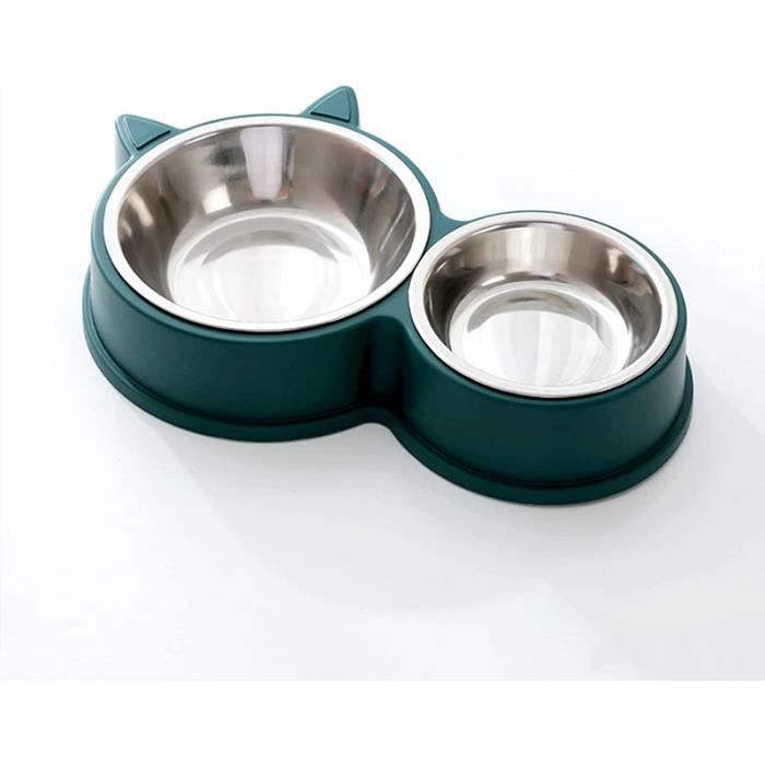 Gamelles Doubles Gamelle Chat en Acier Inoxydable Ensemble Mangeoirs et Abreuvoirs pour Chat Chiots Hamsters Lapins Petits.