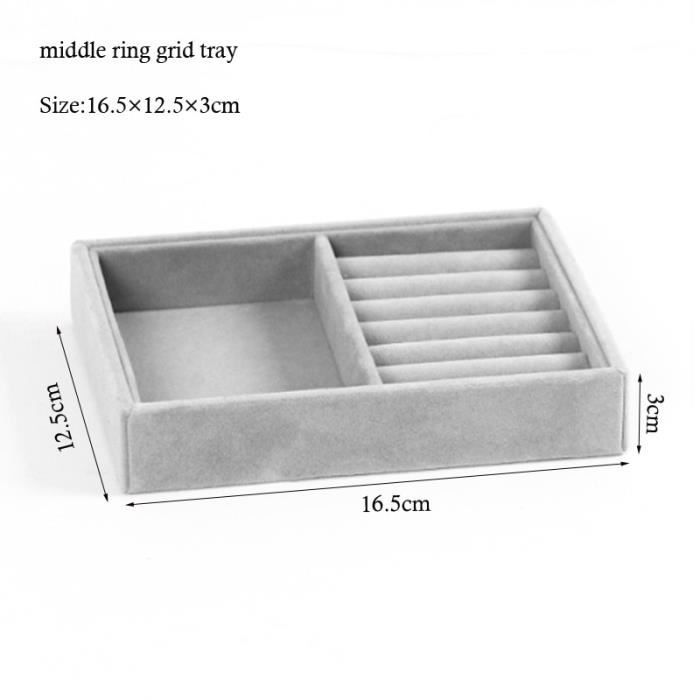 Lot De 10 Plateaux à Bijoux Empilables En Velours - Organisateur Tiroir Pour Colliers, Bracelets, Boucles D'Oreilles - Gris - 8