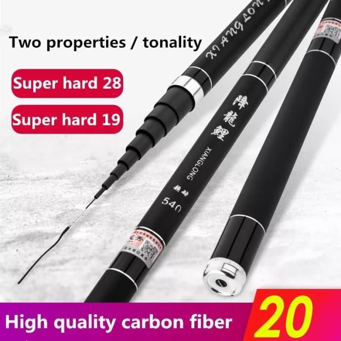 Canne à Pêche Télescopique En Fibre De Carbone – 1,3m à 2,4m – Canne De Mer Ultra Légère Pour Voyage