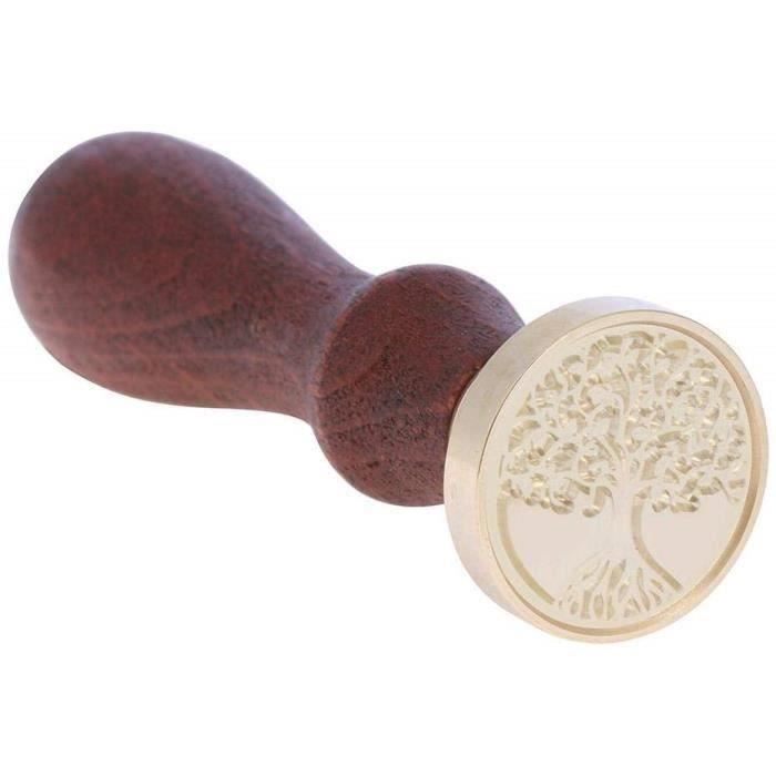CRASPIRE Tampon Cachet Cire Arbre De Vie 25 Mm – Tête Laiton Amovible + Poignée Bois De Rose – Style Vintage Pour Invitations, Enveloppes Et Décoration