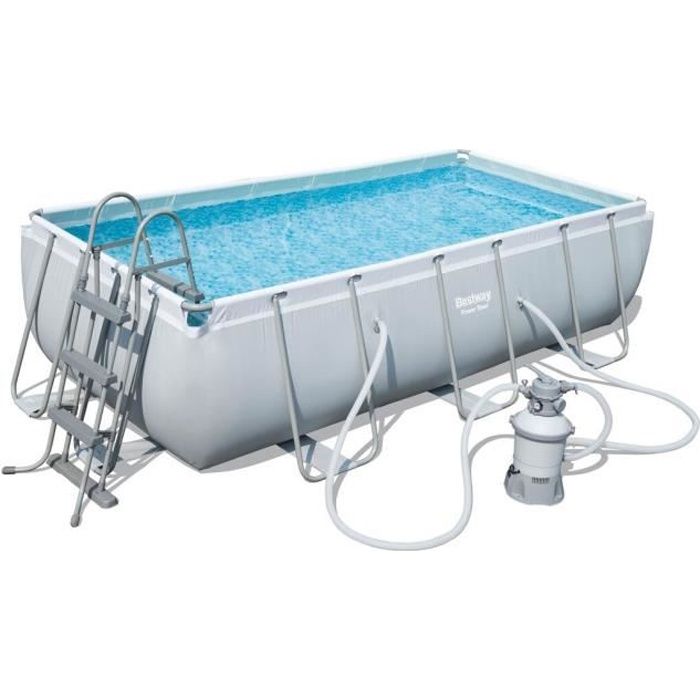 Kit Piscine hors sol tubulaire BESTWAY - Power Steel™ - 404 x 201 x 100 cm - Rectangulaire (Filtre à