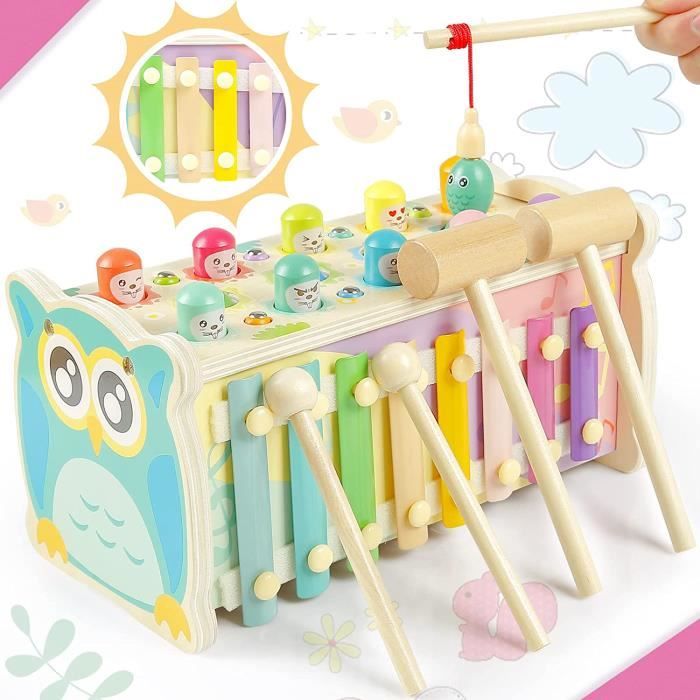 Set De 8 Instruments De Musique En Bois Montessori – Xylophone, Tambour, Maracas, Triangle, Flûte