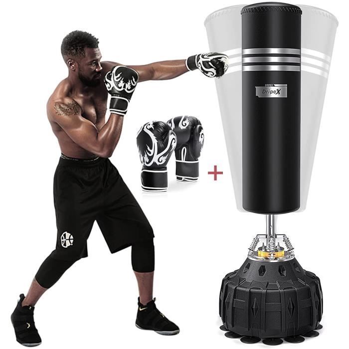 Sac de frappe punching ball avec gants et pompe hauteur reglable 125 à 145  cm au meilleur prix