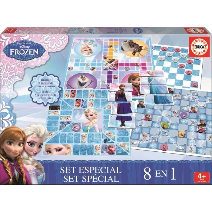 LA REINE DES NEIGES Jeux de Société, Jeu 8 en 1 Cdiscount Jeux Jouets