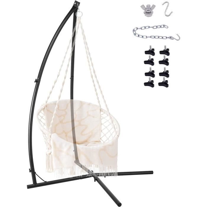 Hamac Cadre Chaise Suspendue Cadre 210cm Tube En Acier Suspension Siège Cadre Ceinture En Acier Crochet De Plafond