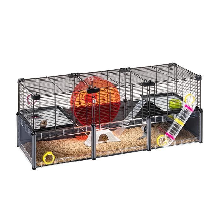 ferplast multipla hamster large  cage pour hamsters et souris modulable. accessoires inclus. multipla hamster large - 107.5 x 37.5 x