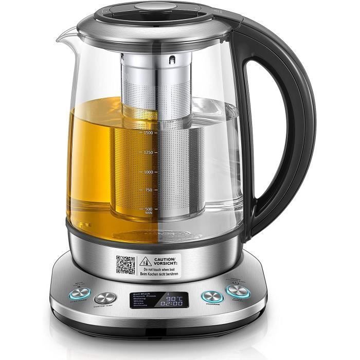 Theiere en Verre- Bouilloire Electrique- Affichage LCD- 6 Pr