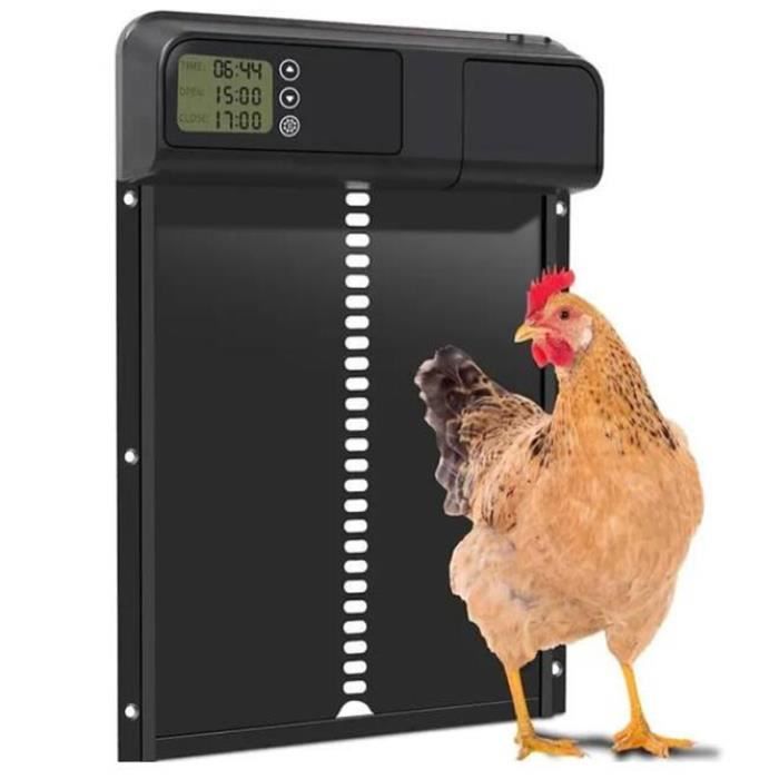 Comparer les prix de * Porte de Automatique Poulailler avec Minuterie Anti-pincement,Porte Poulailler en Alliage D'aluminium, Écran LED Programmable Étan