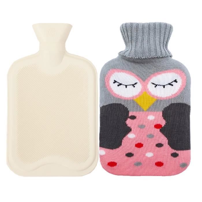 Bouillotte Eau Chaude, Sac à eau chaude étanche en caoutchouc de 2 litres avec couverture en