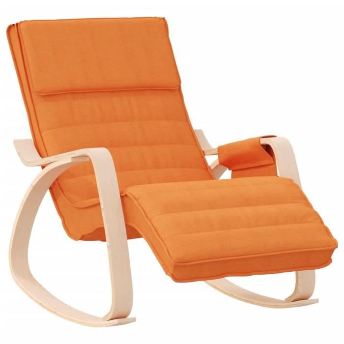 chaise longue - transat - bain de soleil - bao chaise à bascule jaune foncé tissu - 7658796842101