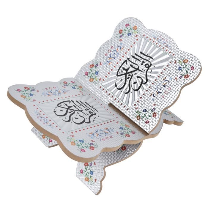 Support Coran Sur Pied Support Pliant Du Coran Support Pliable Vintage En Bois Sculpté Pour Livres De Coran, Creux Et Coussin Pour Livre