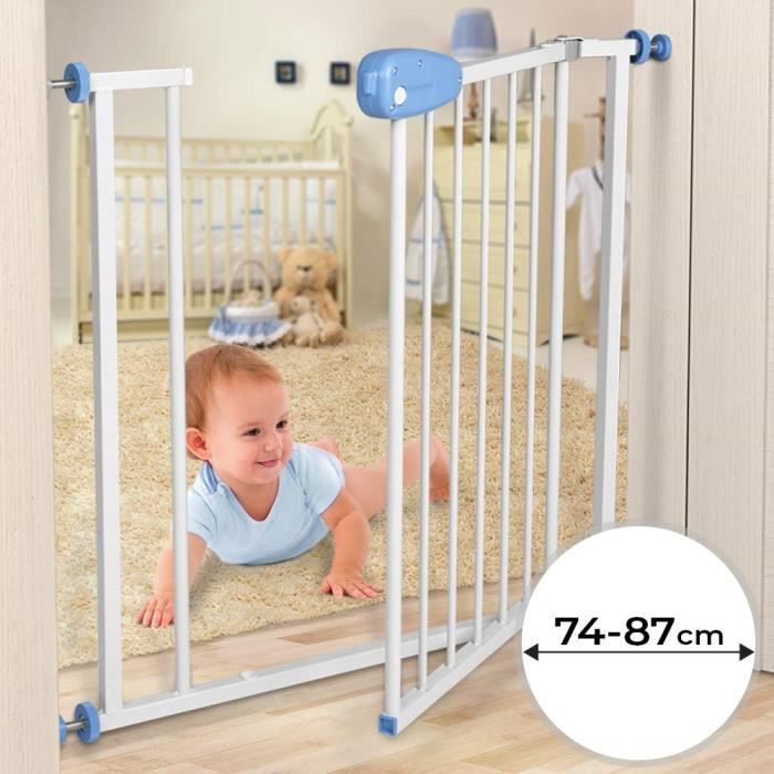 Barriere De Securite Bebe Enfant Ouverture 74 87 Cm Sans Percage Blanc Barriere De Securite Pour Escaliers Portes Couloir Cdiscount Puericulture Eveil Bebe