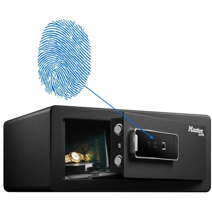 Master Lock LX110BEURHRO Coffre-fort biométrique pour protéger les biens de valeurs, Noir, 19,5 x 43