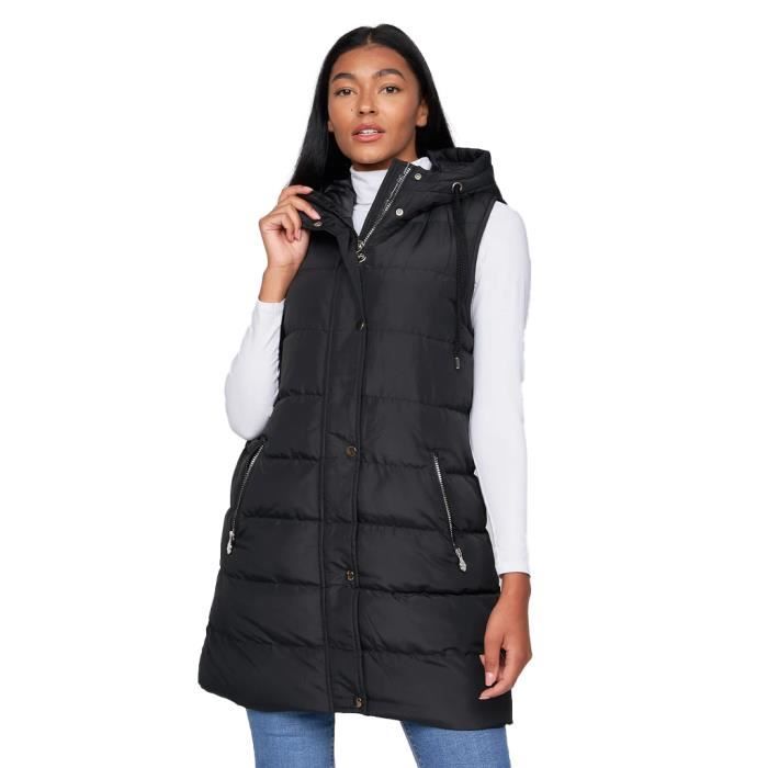 Gilet sans manches matelassé oversize réversible avec capuche - noir