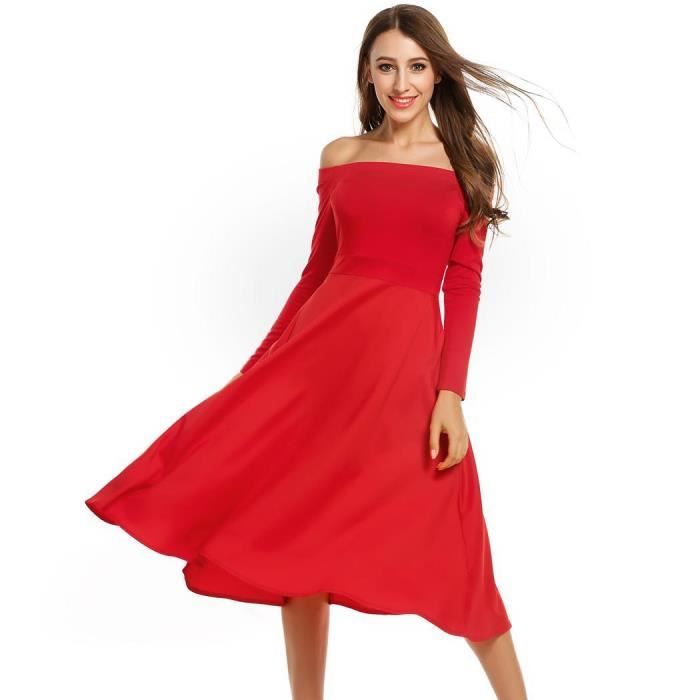 Robe mi longue rouge Clearance