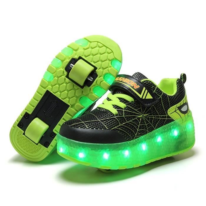 Chaussures Skateboard LED Roues Rétractables Garçons Filles - Glitter PU Confortables Enfants