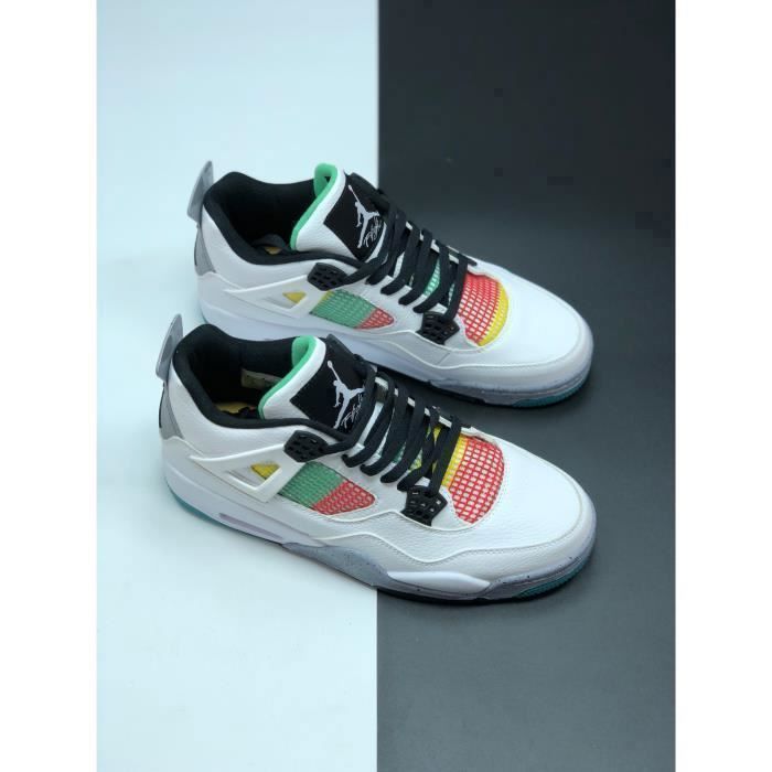 Basket Jordan 4 Retro Chaussures de Runling Femme Homme Blanc