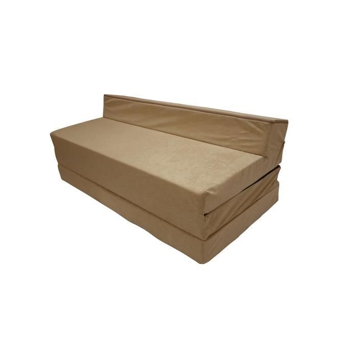 Matelas pliant sofa 200x120x10 cm pour adultes et enfants - NATALIA SPZOO - Beige - Mousse polyuréthane - 120x200 cm