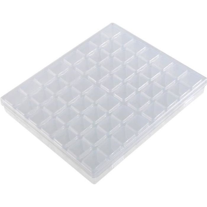 56 Grilles Accessoires Boîte De Rangement Antichoc Manucure Non Toxique Transparent De Protection Peinture Au Diamant DIY PP Organisateur Résistant À L/'usure Color : Transparent