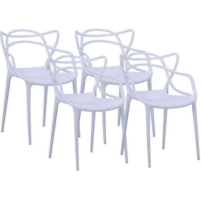 Chaise blanche design en polypropylène YOLANDA (Lot de 4) L 52 x P