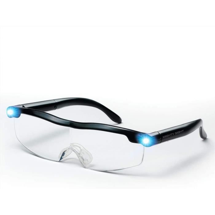 Lunettes de Lecture,Lunette Loupe 2 Lumières LED,Loupe de Lecture grossissement 160%,Loupe Eclairante,Tous Les Travaux de Précision