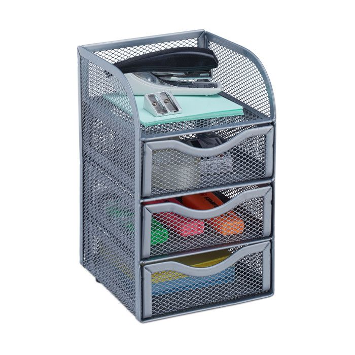 Organiseur De Bureau Avec Tiroirs - Rangement Porte-stylos En MDF Marron Foncé - Dimensions 17 X 33 X 19 Cm