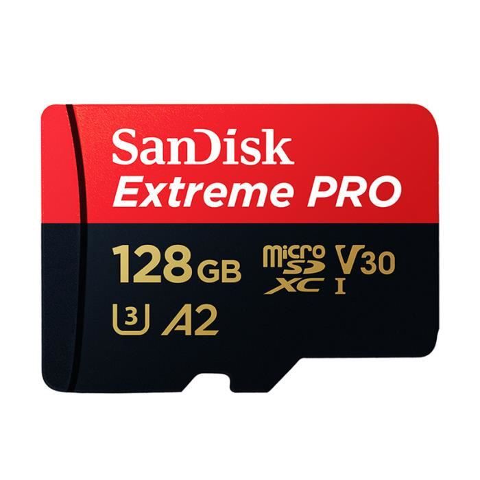 Sandisk A2 CARTE MEMOIRE Extreme Pro Carte micro SD 128GB avec adaptateur SD MEMOIRE FLASH