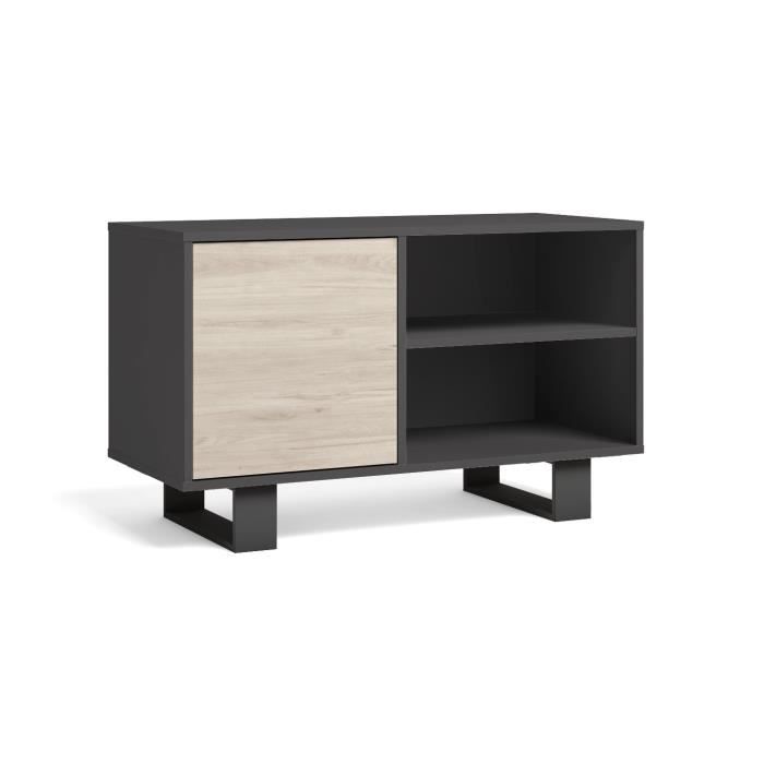 Meuble TV 100 salon WIND couleur Gris Anthracite-Chêne 95x40x57cm RF1002 Meuble TV 100 salon WIND couleur Gris Anthracite-Chêne 95x40x57cm RF1002