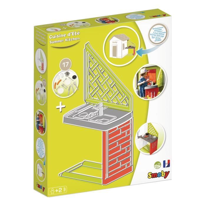 SMOBY Cuisine d'été adaptée aux maisons Smoby compatibles - 17 accessoires inclus - Fabriqué en Fran