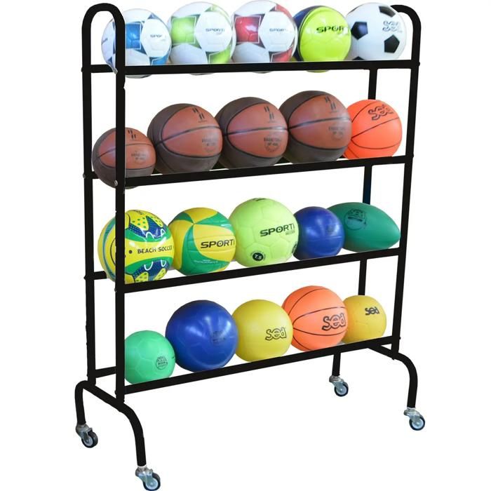 Panier De Rangement Powershot – 58x58x89 Cm, Aluminium, Pliable Avec Roues, Pour Ballons De Sport (tennis, Foot, Rugby, Basket)