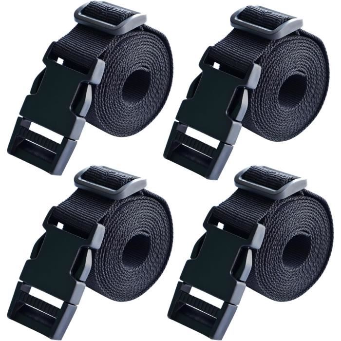 Lot de 4 sangles de bagage réglables avec boucles, noir 1,5[S153]
