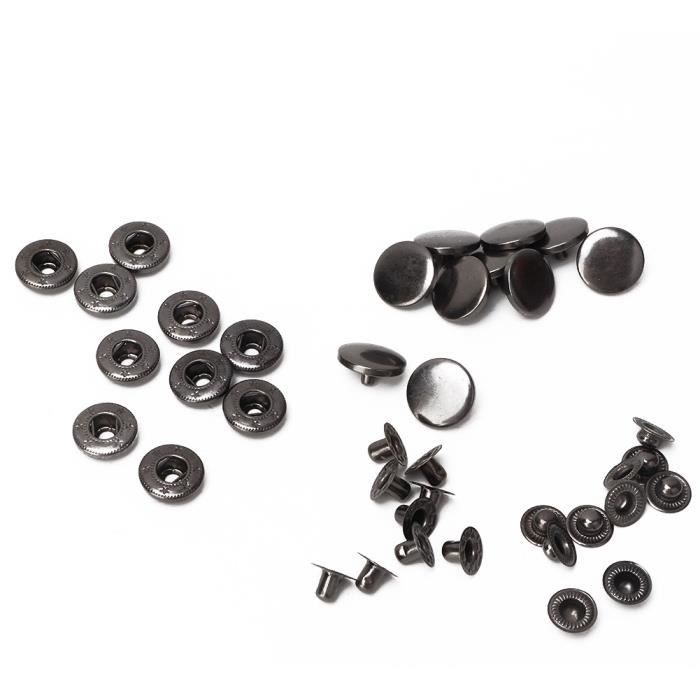 Boutons Pression Métal 20 Pièces - 10 Argenté + 10 Bronzé 15 Mm Avec Outil De Pose | Pressions Pour Vêtements Cuir Tissu