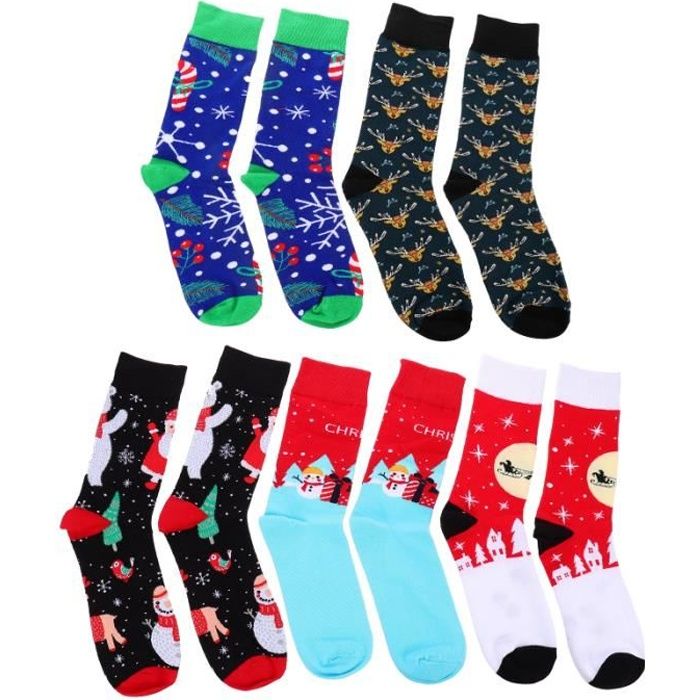 5 paires de chaussettes de Noel homme elastiques d hiver bas de pour CHAUSSETTE DE NOEL Cdiscount Maison
