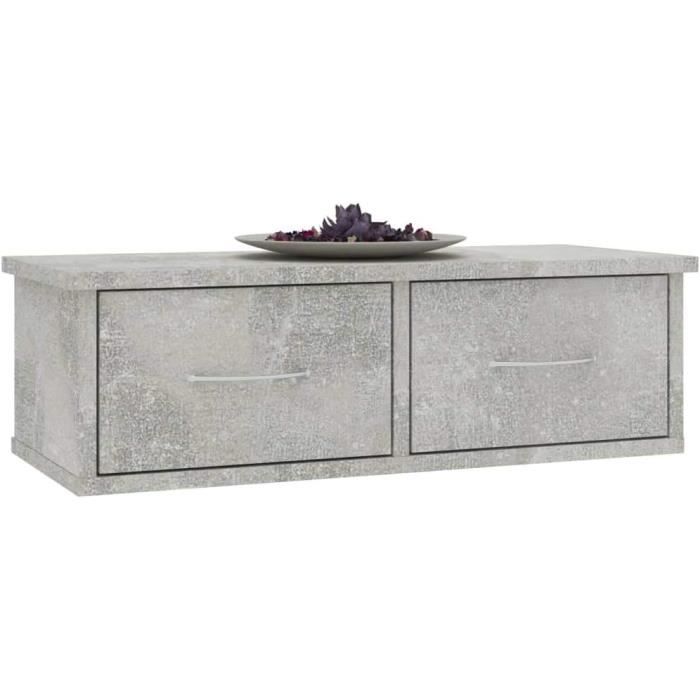 Armoire Murale VidaXL Avec Portes - Étagère Flottante Gris Béton Pour Salon, Chambre, Rangement Moderne